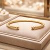 JONC Bracelet Woman 18 Carat Gold Plated Rigid Twisted Braided Diameter 56mm Hallmarked Jewel Mirror Shine Chic Trendy Luxury Jewel