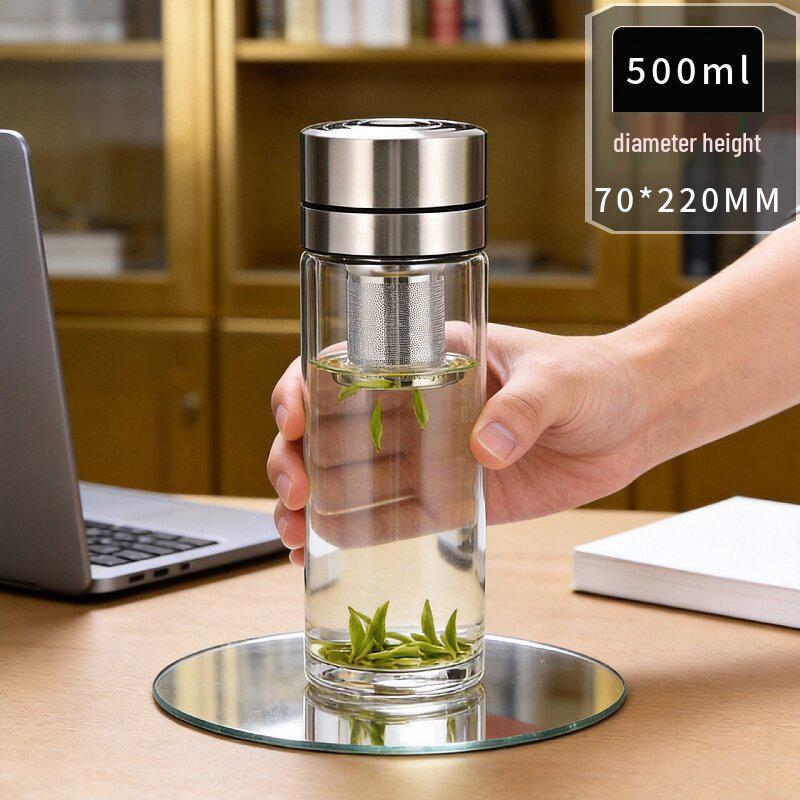 2026 Quick-Open High-Temp Resistant Glass Tea Infuser Cup with Large Capacity and Steel Lid