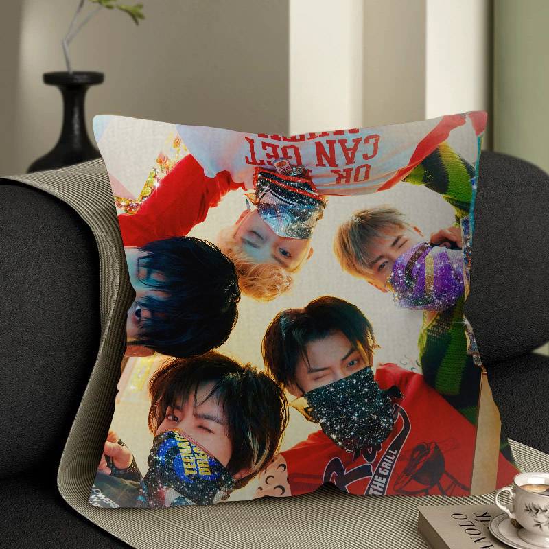 Kpop T-TOMORROW X TOGETHER TXT Cushion Cover Car Throw Pillow Case For Sofa Car Christmas Gift 40x40cm 45x45cm
