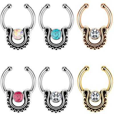 U-förmiger, öffnender Nasenring, Persönlichkeit, eingelegter Diamant, gefälschter Nasenring, nicht poröser Nasenschmuck