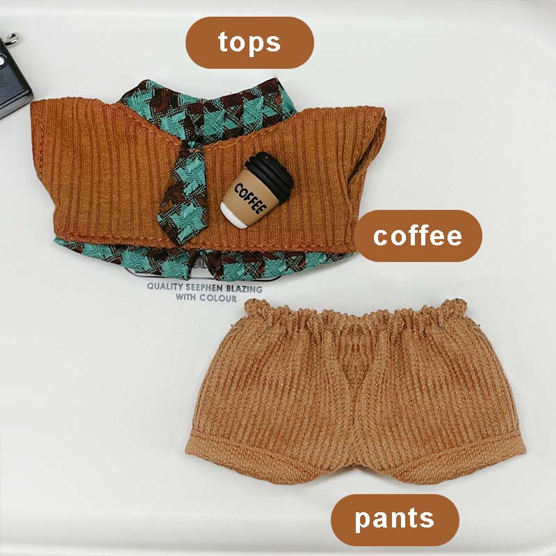10cm Cotton Doll Clothes For Blue Brown Doll Blouse Pants Suit For Kawaii Doll Accessories Doll Dress-Up Play Toys Accessories