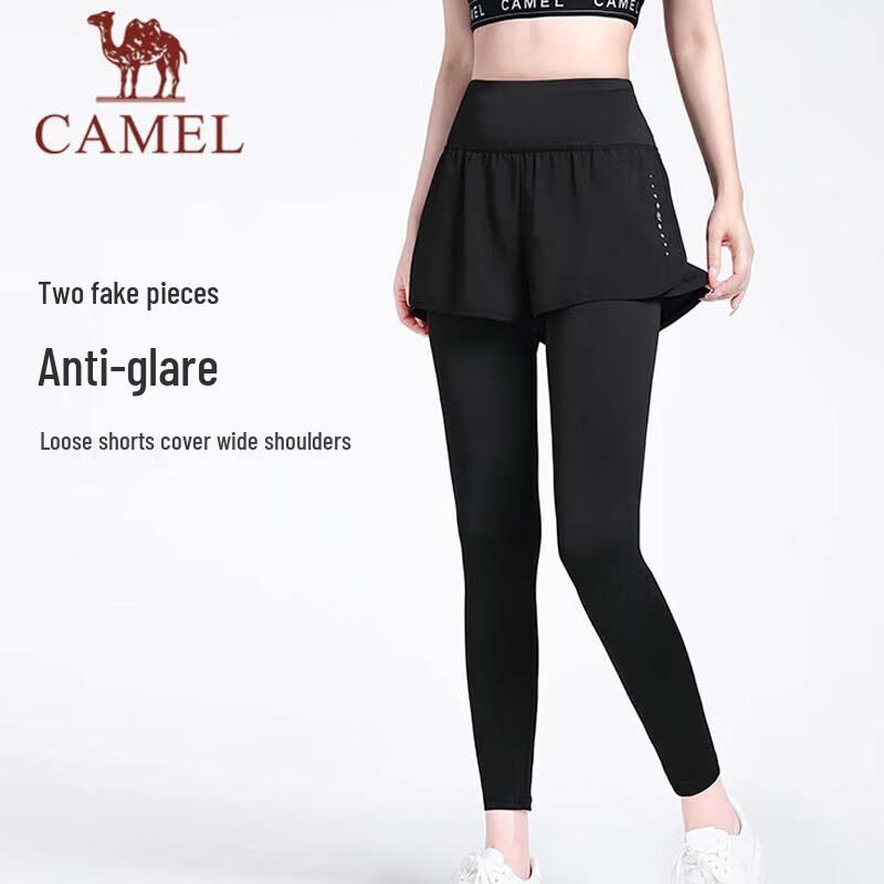 CAMEL Women s High-Waist 2-in-1 Yoga & Running Leggings S
