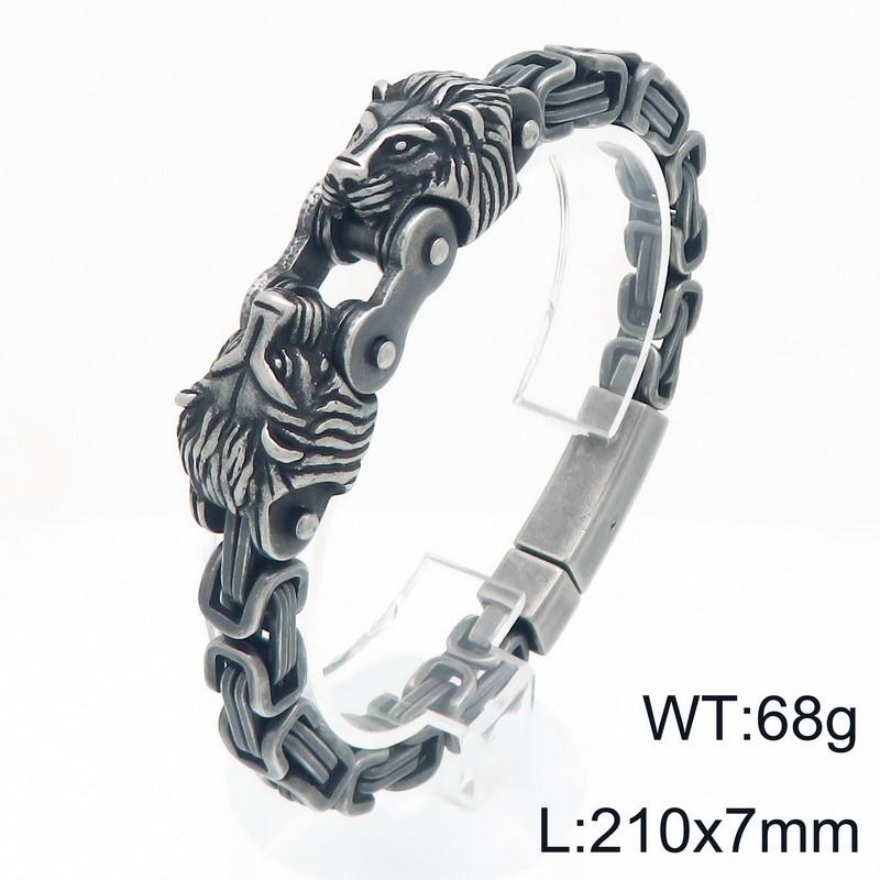 Cool 7MM Wide Men's Lion Head Link Chain Bracelet Vintage Blackened 316l Stainless Steel Bracelets Gothic Biker Jewelry for Men