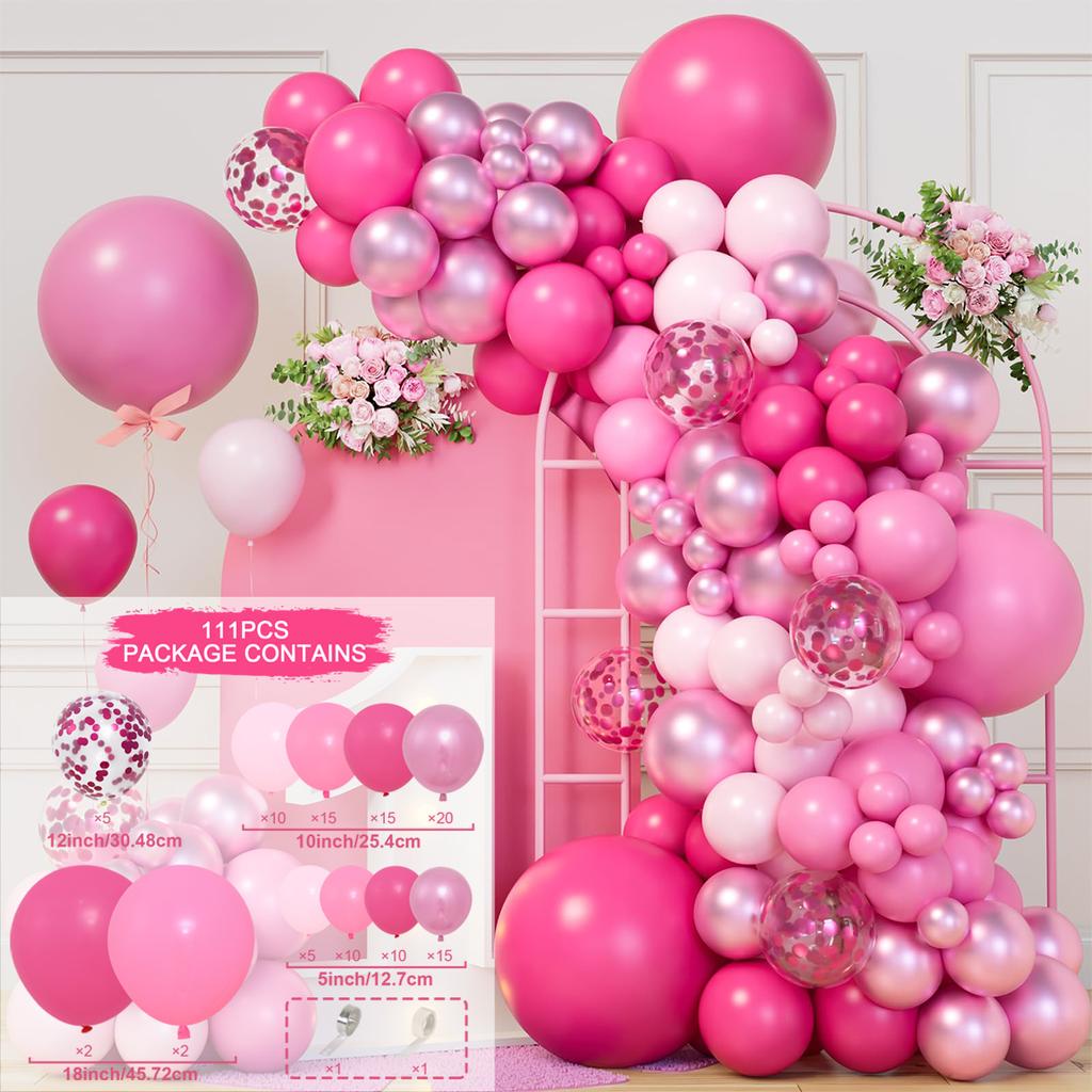 Pink Red Balloon Garland Arch Kit Happy Birthday Party Decoration Kids Wedding Birthday Balloon Latex Baloon Baby Shower Decor