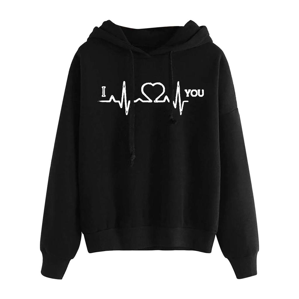 Women's Fashion Casual Fun Print Hooded Sweatshirt Loose Sports Tops Pullover