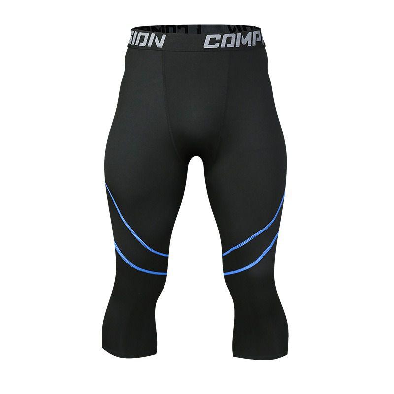 Herren Fitnesshose Stretch Schnelltrocknend Eng anliegende Caprihose XL
