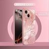 Fashion Glitter Marble Pattern Pink Metallic Paint Glass Phone Case For iPhone 17Air 11 12 13 14 15 16 17 Pro Max Plus 16E Cover