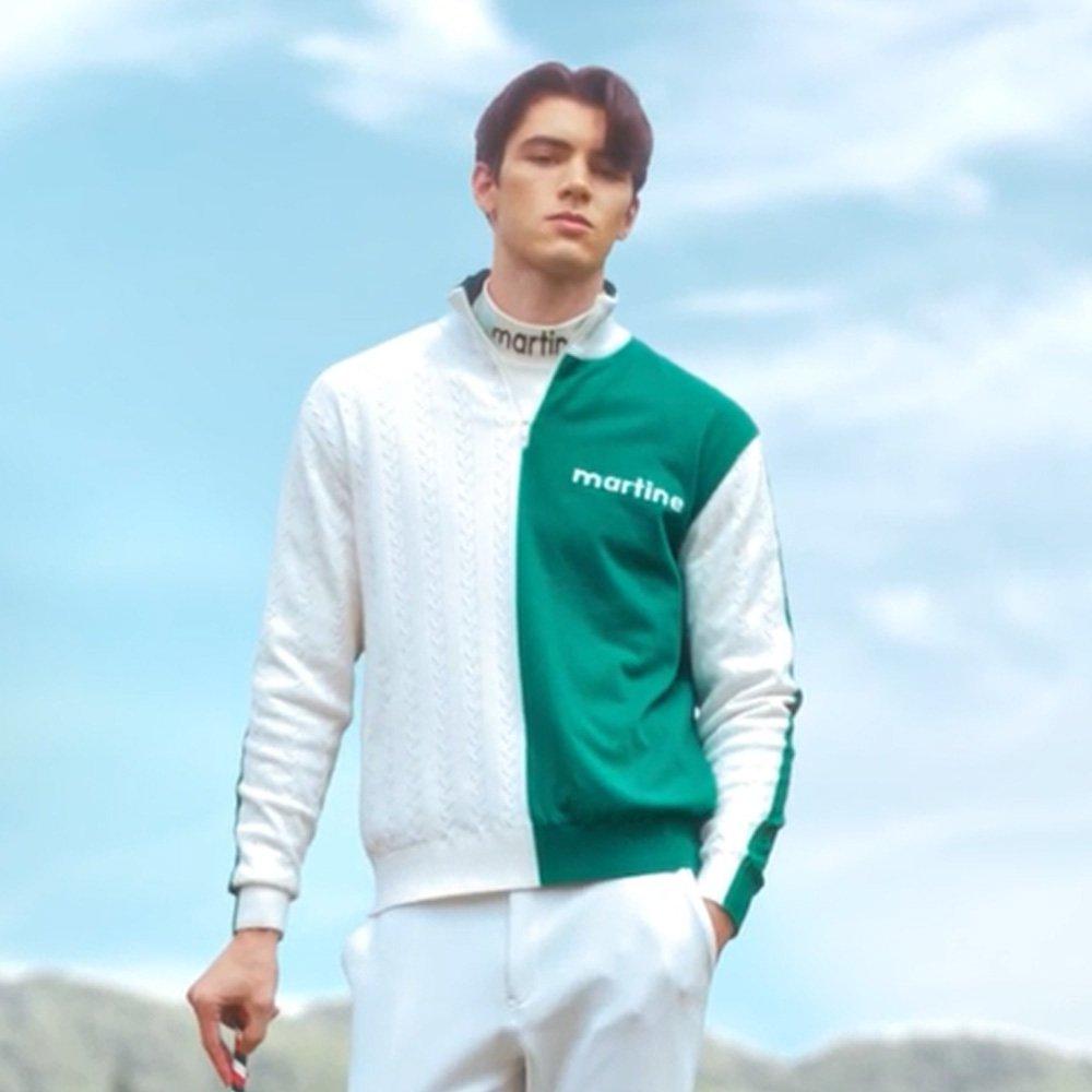 Martin Golf Half&Half Windshield Zip-Up Knit_Green (Men) Green/L2