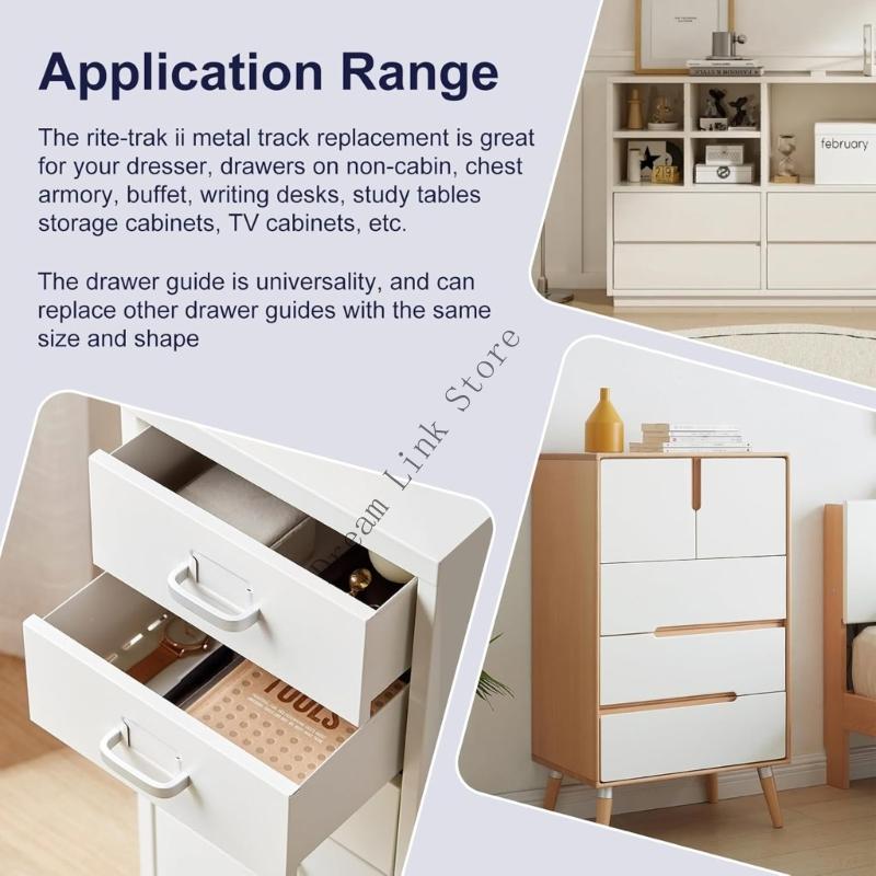 5pcs Drawer Slides with Metal Backing & Screws Drawer Track Guides and Glides Drawer Repair Parts for Dresser Enduring
