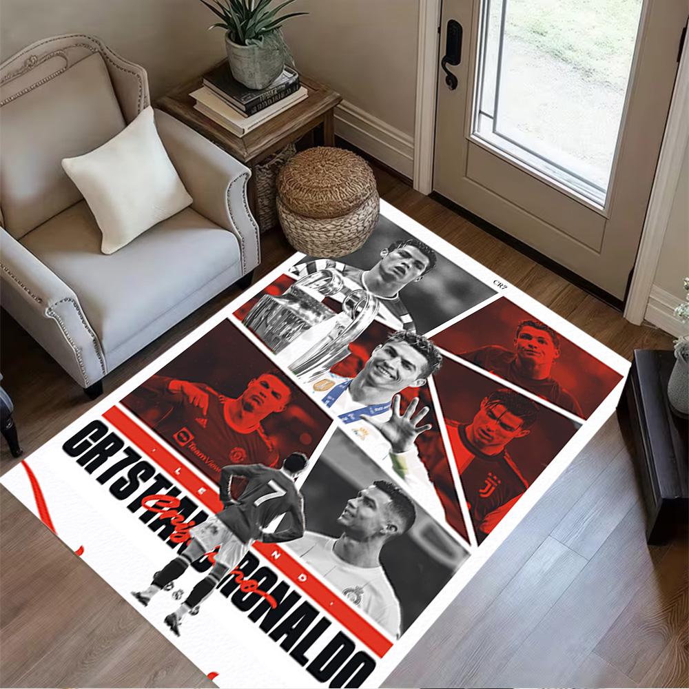 Ronaldo Cr7 Football Legend Floor Mat Design for Study Room Game Room Foyer Kitchen Antislip Carpet Decorate Offices Best for Christmas