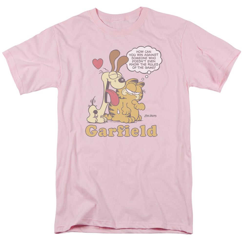 Garfield Cant Win T Shirt Mens Licensed Odie Jim Davis Comic Tee Light Pink M