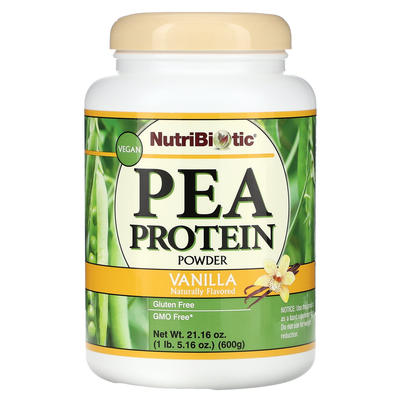 

NutriBiotic, Pea Protein Powder, Vanilla, 21.16 oz (600 g)