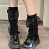 Japanese Lace Bow Knot Leg Warmers, Autumn/Winter Mid-Calf Socks, Academy Style