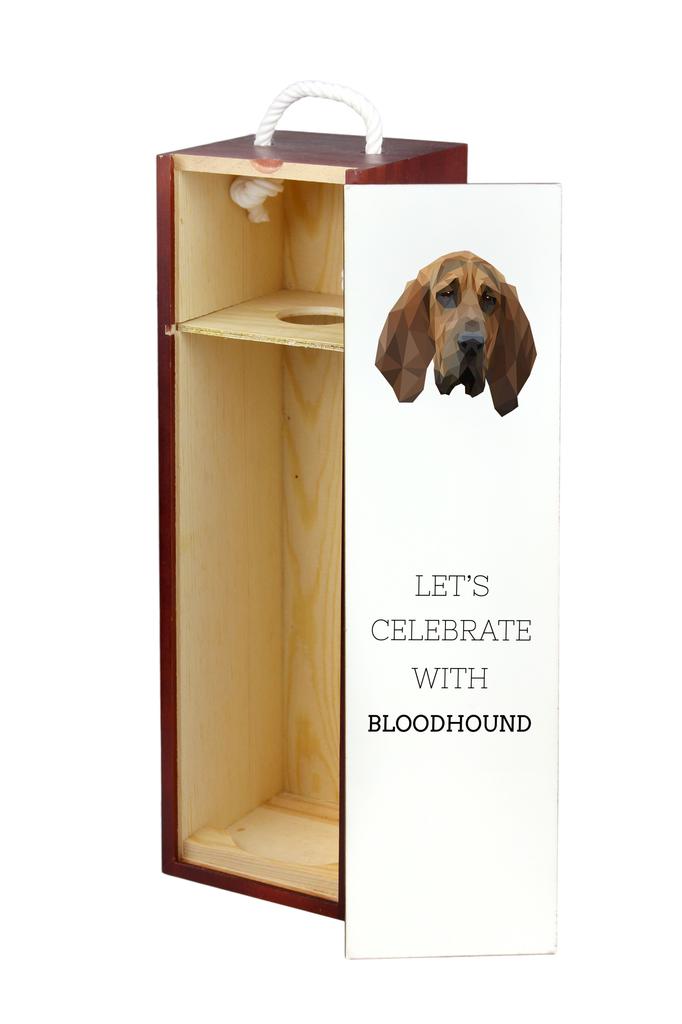 Bloodhound, Pies Św. Huberta - Geometryczne Pudełko Ze Zdjęciem I Napisem Na Wino Marki Art-Dog
