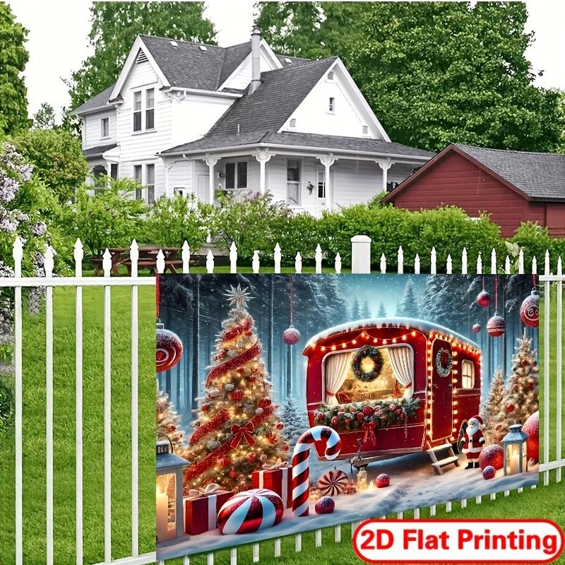 1pc Christmas Camping Car Polyester Backdrop Flag, Multipurpose Indoor/Outdoor Photography Backdrop, Universal Size