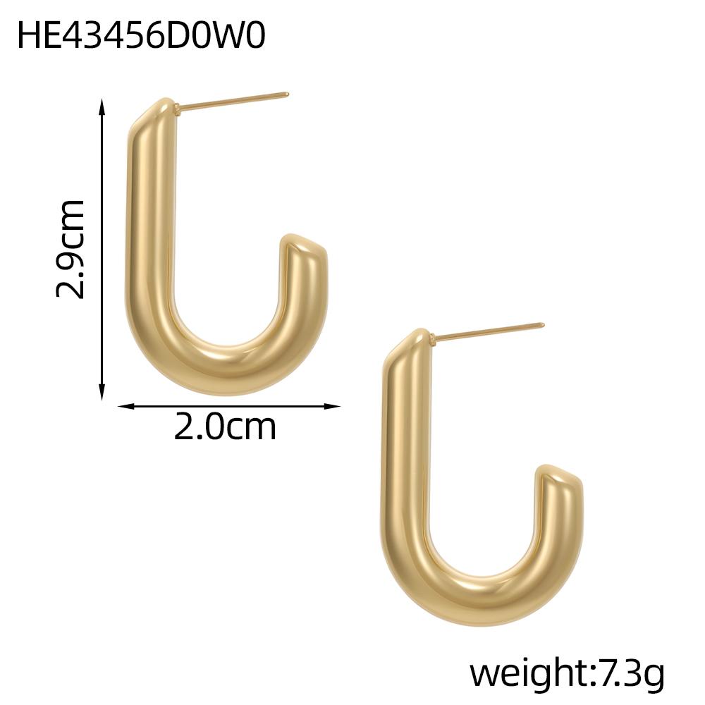 CARLIDANA Hypoallergenic Waterproof Minimalist Jewelry Stainless Steel Gold Plated Trendy U Shape Geometric Huggie Earrings