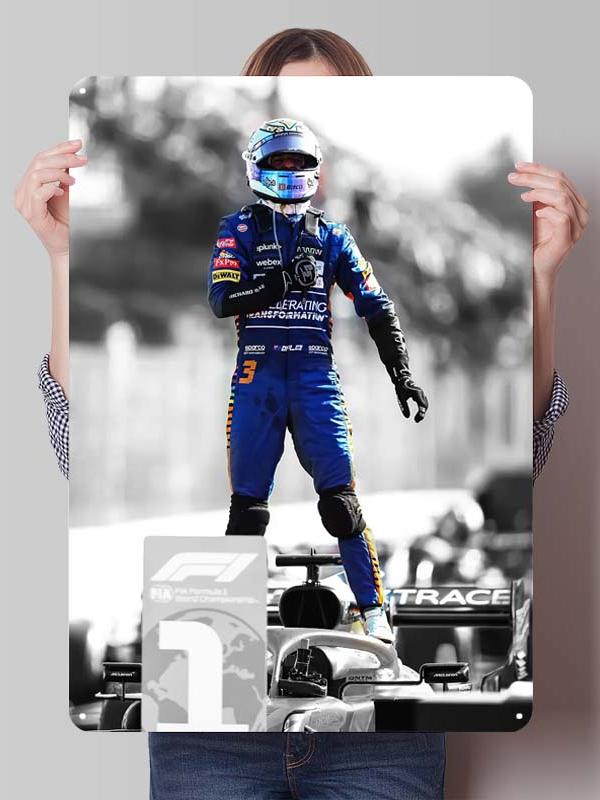 Daniel Ricciardo Plakaty Wyścigowe F1 Metalowe Znaki Dekoracja Wystrój Salonu Mężczyźni Niestandardowe Blaszane Tabliczki do Dekoracji Ścian