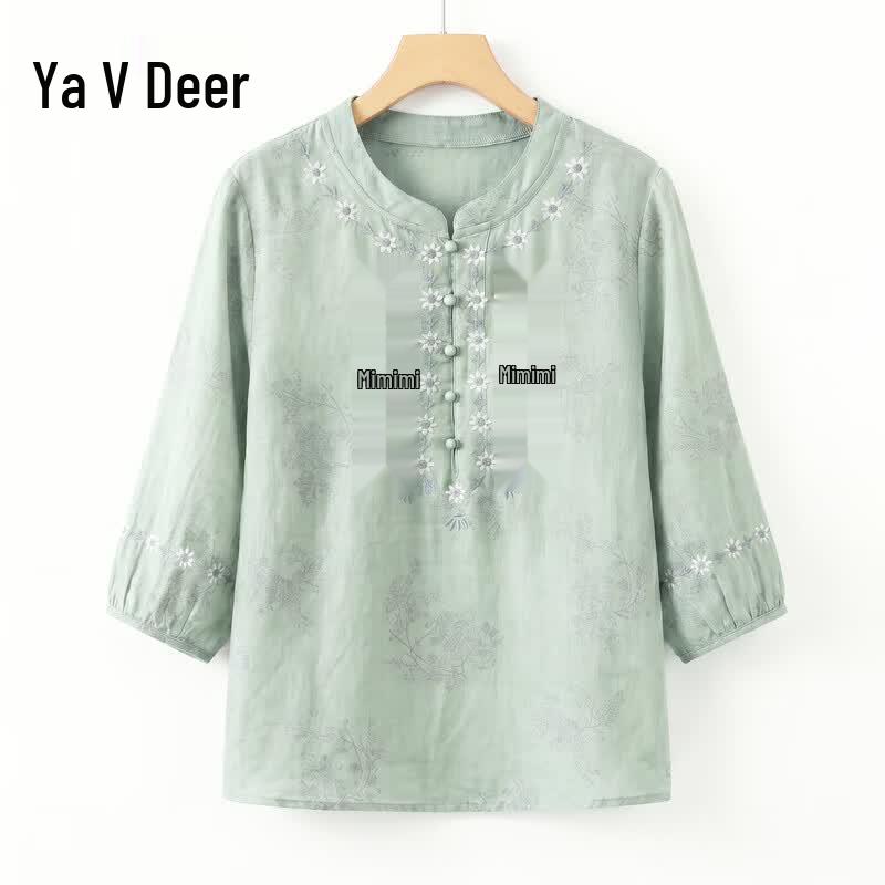 YaLu Women s Embroidered Linen Cotton Summer Outfit L