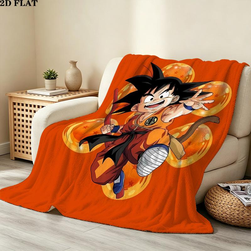 1PC Son Goku Patterned Flannel Blanket Suitable For All Seasons For Home Decor Warmth And Comfort Gifts Holiday Present