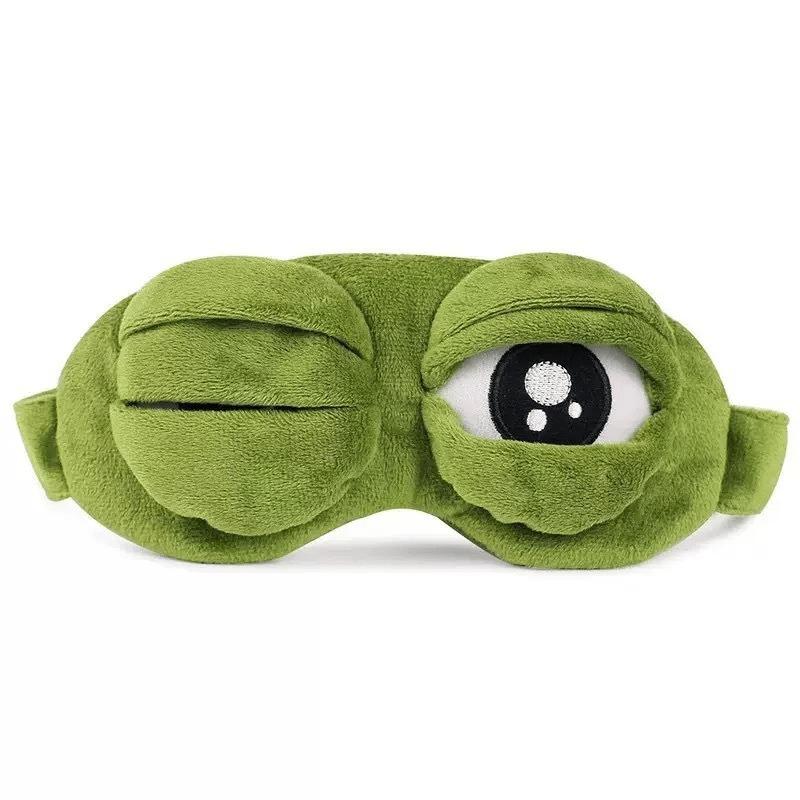 3D Contoured Frog Sleep Mask Soft Cotton-Blend Adjustable Strap Light-Blocking Eye Mask for Night Sleep Naps Travel