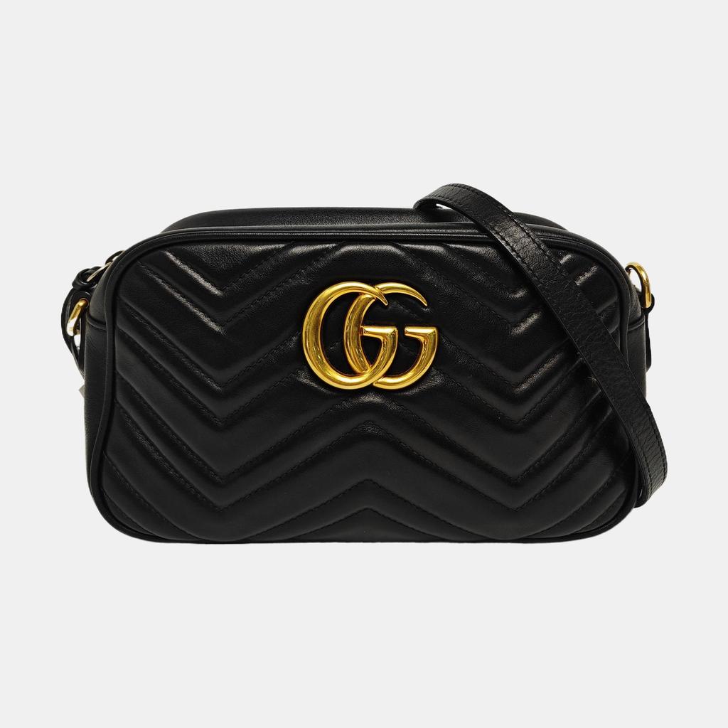 [Pre-Owned] Gucci GG Marmont Small Matelassé Shoulder Bag 'Black' - Good #14GGZK2