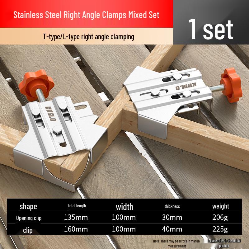 90° Right Angle Welding Clamp Woodworking Fixture Set - Stainless Steel Carpenter Tool