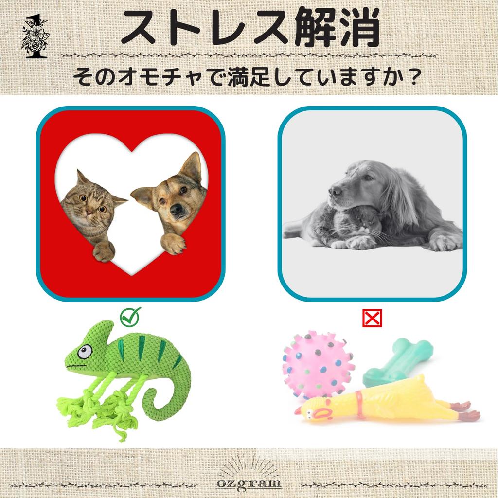 Ozgram Chameleon Dog Toy for Dogs and Plush Chew Toy with Teeth Dental Stress Relief Cats, Sounds, Brushing, Care, [Green]