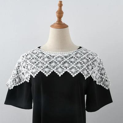 Hohle Spitze Floral Falscher Kragen Schal für Damen Hemd Bluse Abnehmbarer Kragen Schulterwickel Halsbekleidung Falscher Kragen Cape