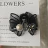 Elegant 6cm Pearl Rhinestone Mesh Bow Hair Clip