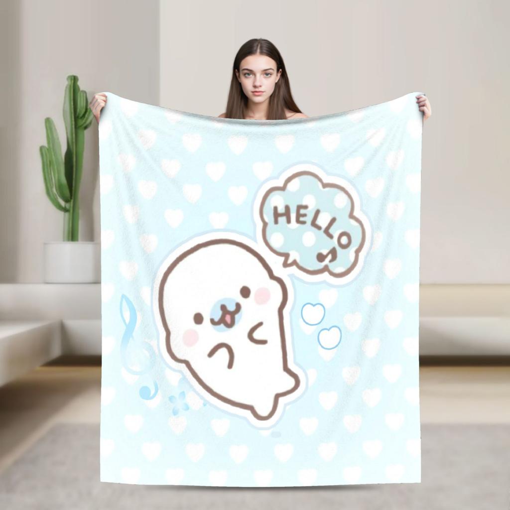 Soft Blanket Airplane Travel Cute M-Mamegoma Seal Anime Throw Blanket Flannel Bedspread For Couch Bed Fashion Sofa Bed Cover