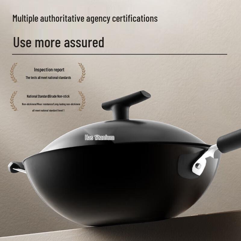 SUPOR 34cm Titanium Iron Non-stick Wok with No Coating