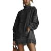 Women's Solid Color High Neck Loose Pocket Tassel Long Sleeved Suede Dress