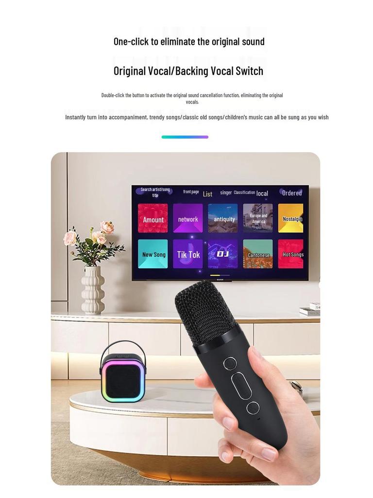Portable K12 Bluetooth Speaker & Microphone for Outdoor Live Streaming and Home Karaoke