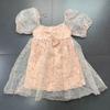 Export Single Baevely Organza Pettiskirt Dark Pattern Exquisite Square Collar Puff Sleeve Short Sleeve Dress Short Skirt