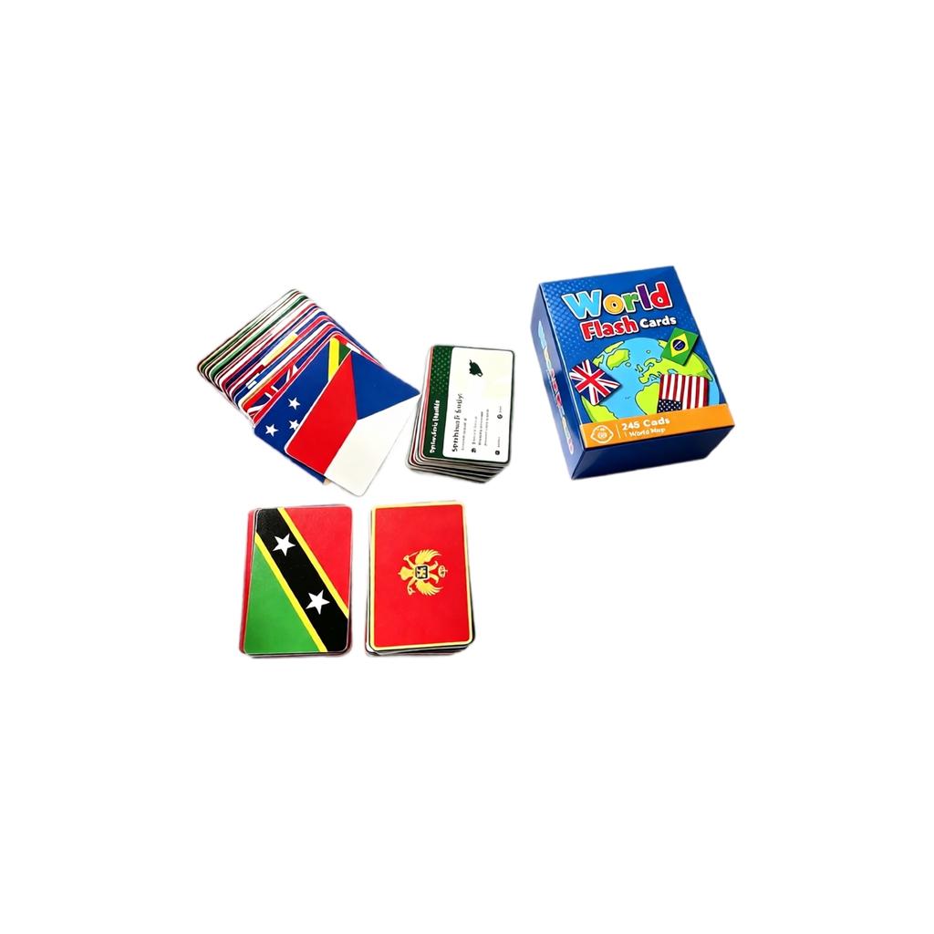 World Flags Cards for Kids with Map - Geography Learning Cards for Children