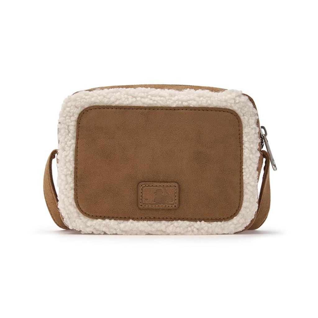 New MLB Boston Red Sox Faux Sherpa Crossbody Bags Shoulder Bags Unisex Brown 3ACRS0746-43CAS