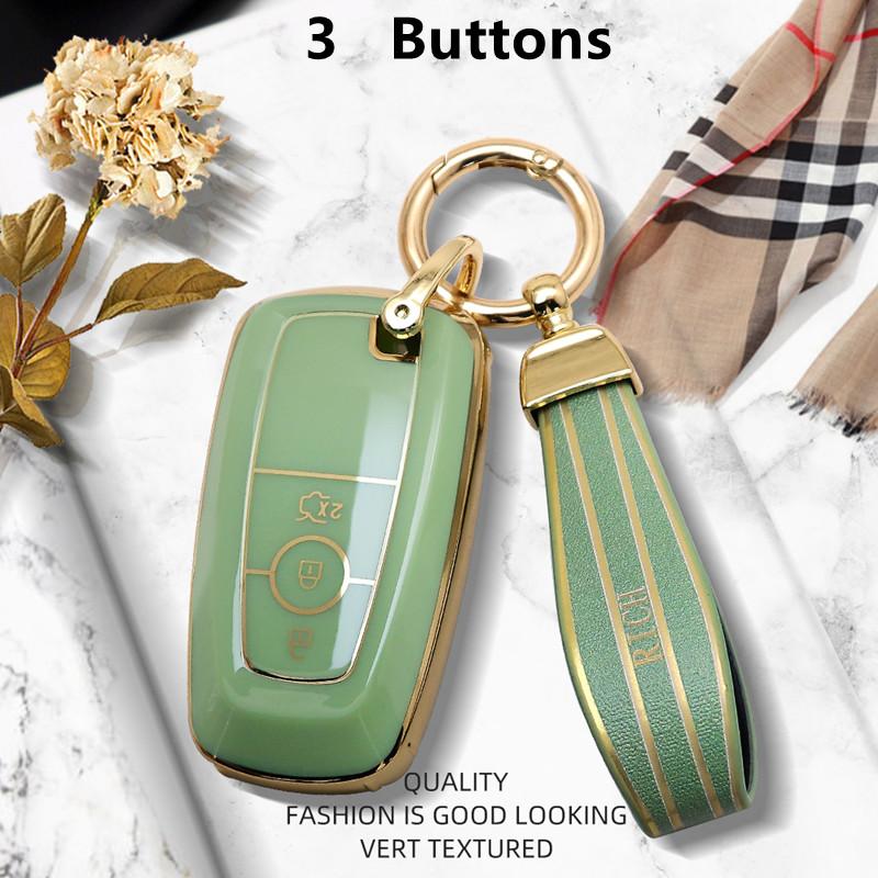 Capa luxuosa para chave remota, para ford fusion mondeo mustang explorer edge ecosport para lincoln mkc mkz mkx carro