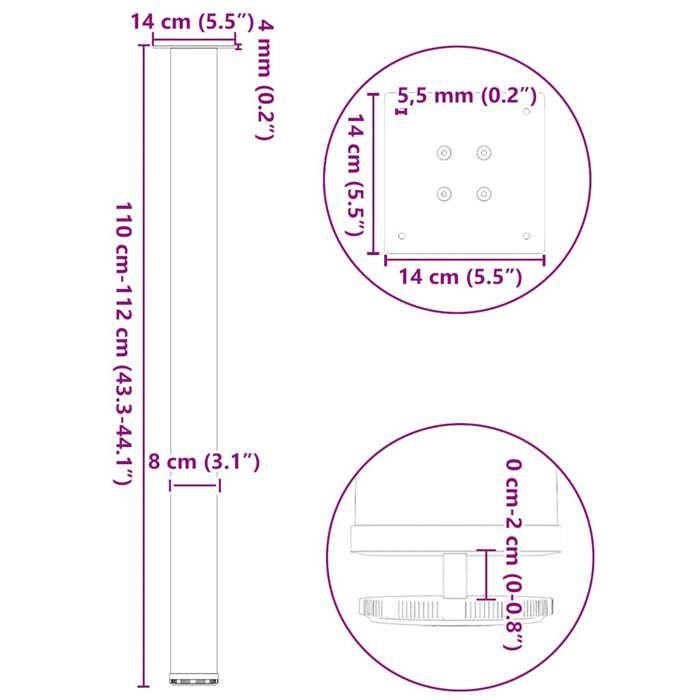 VidaXL Bar Table Legs 4 Pieces White 110-112 Cm Steel 4012481