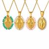 Personalized Zircon Virgin Mary Pendant Necklace for Women, Stainless Steel Gold Plated Necklace,Religious Prayer Amulet Jewelry