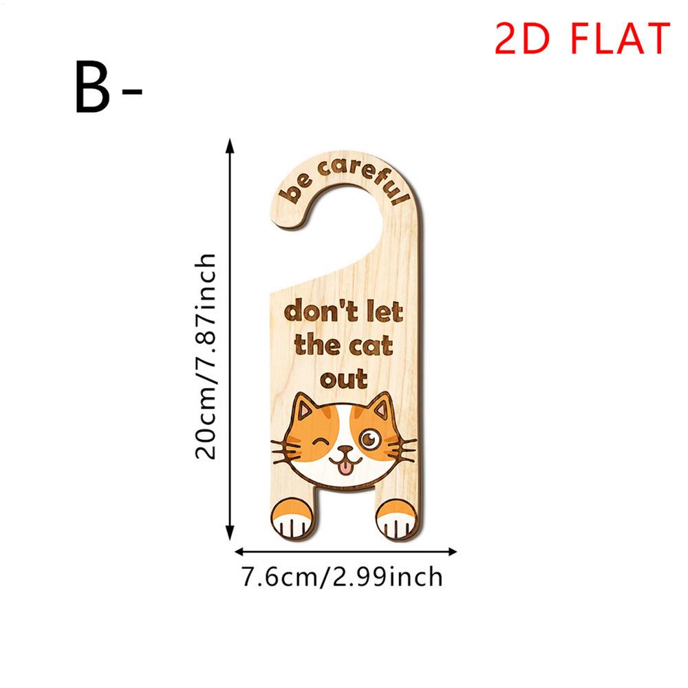 Dont Let The Cat Out Sign Funny Wooden Cute Decoration Notice Door Handle Sign for Bedroom Apartment Dorm Room Kitchen Shop Cafe