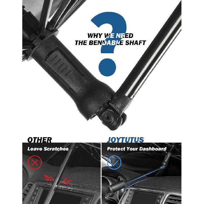 JOYTUTUS Windshield Sun Shade Umbrella, Upgraded 360° Rotation Bendable Shaft Handle, Foldable For Mini Car/Hatchback, Automotive Interior Sun