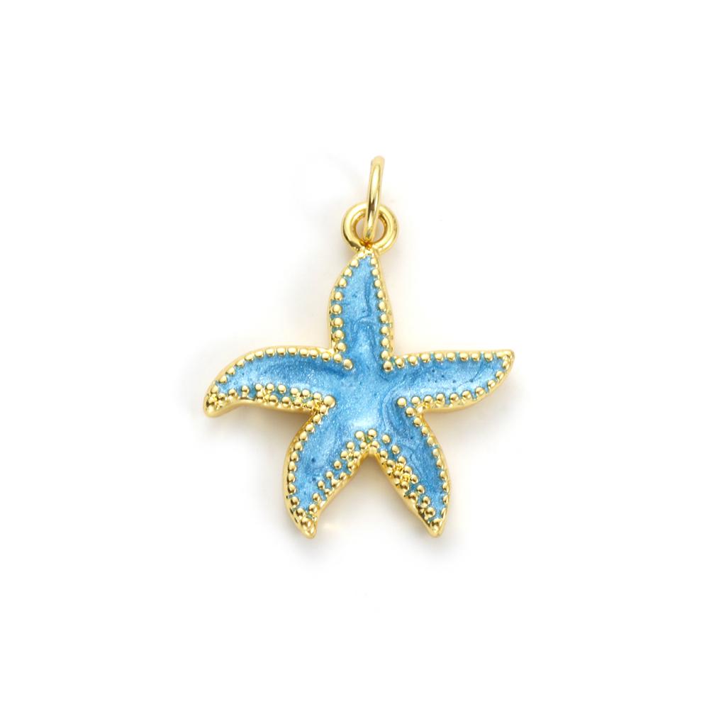2 Stück Meeres Schmuck Seestern Anhänger 18 Karat Echtgold Beschichtet Mehrfarbig Emaille Rettungsring Seestern Meeres Anhänger Für DIY Halskette DIY