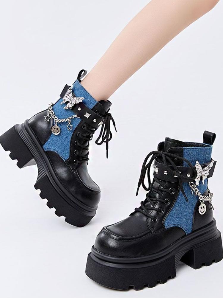 Fashion Ankle Boots for Women Chain Height Increasing Hip Hop Non Slip Booties Comfortable and Elegant Footwear Autumn Woman Short Shoes