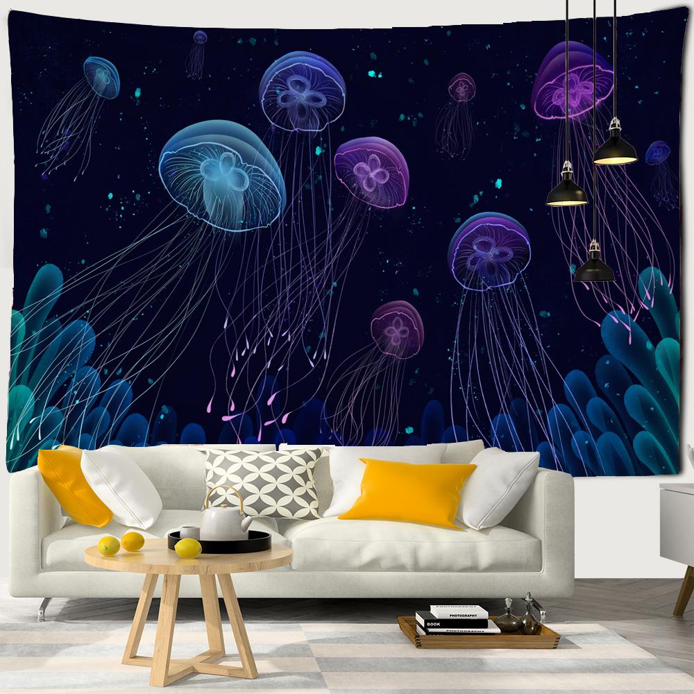 3D Printing Tapestry Psychedelic Ocean World Beautiful Fish Large Tapestry Wall Hanging Marine Animal Home Decor Beach Towel Premium Quality