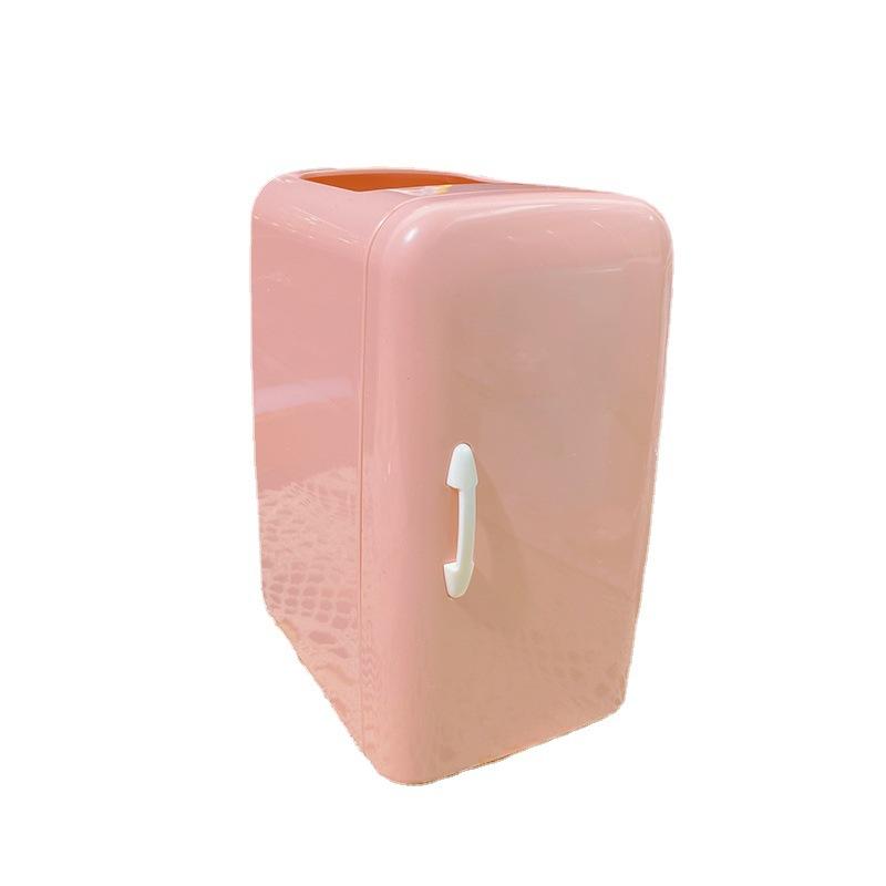 Cute Mini Refrigerator Shape Pen Holder Cartoon Girl Stationery Desktop Organizer Box Capacity Office Storage Free Stickers