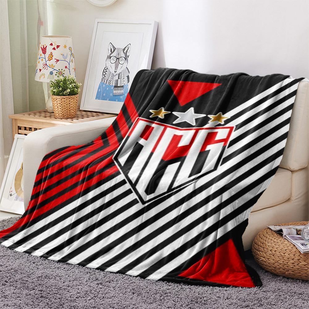 1Pc Atlético Goianiense Print Flannel Blanket High Quality Warm Comfortable Cover for All Seasons Perfect for Gifts Home Decor