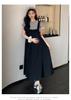 Summer 2026 Maternity Elastic Pleated Strap Dress & Lace Patchwork T-shirt Set