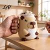 PLA Cup Organizer Animal Ice Cream Pint Holder 3D Printed Holder Starden with Handle Keeps Hands Warm Leak-Proof Container Handle