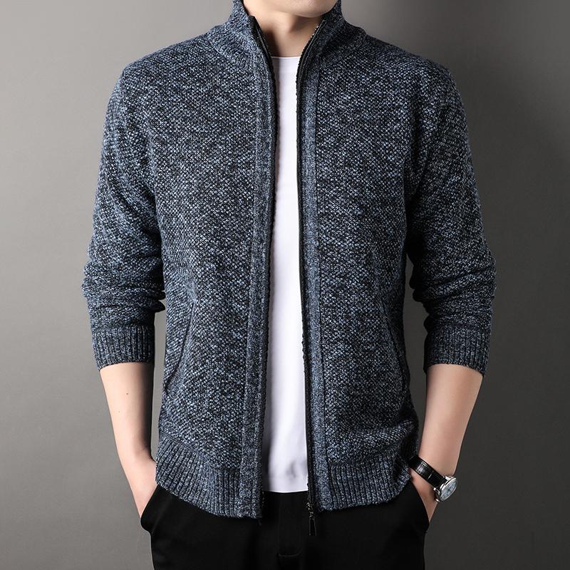 Мужской кардиган шерстяной свитер осень-зима теплый свитер куртка в корейском стиле модное повседневное пальто мужская роскошная ветровка 2024 XL синий 1798₽