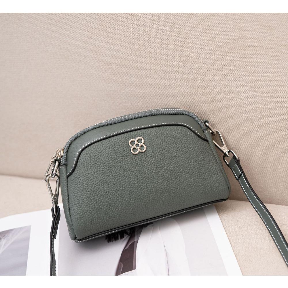 Cowhide Niche Versatile Women's Bag Shoulder Messenger Bag Simple and Fashionable Women's Bag Zipper Small Shell